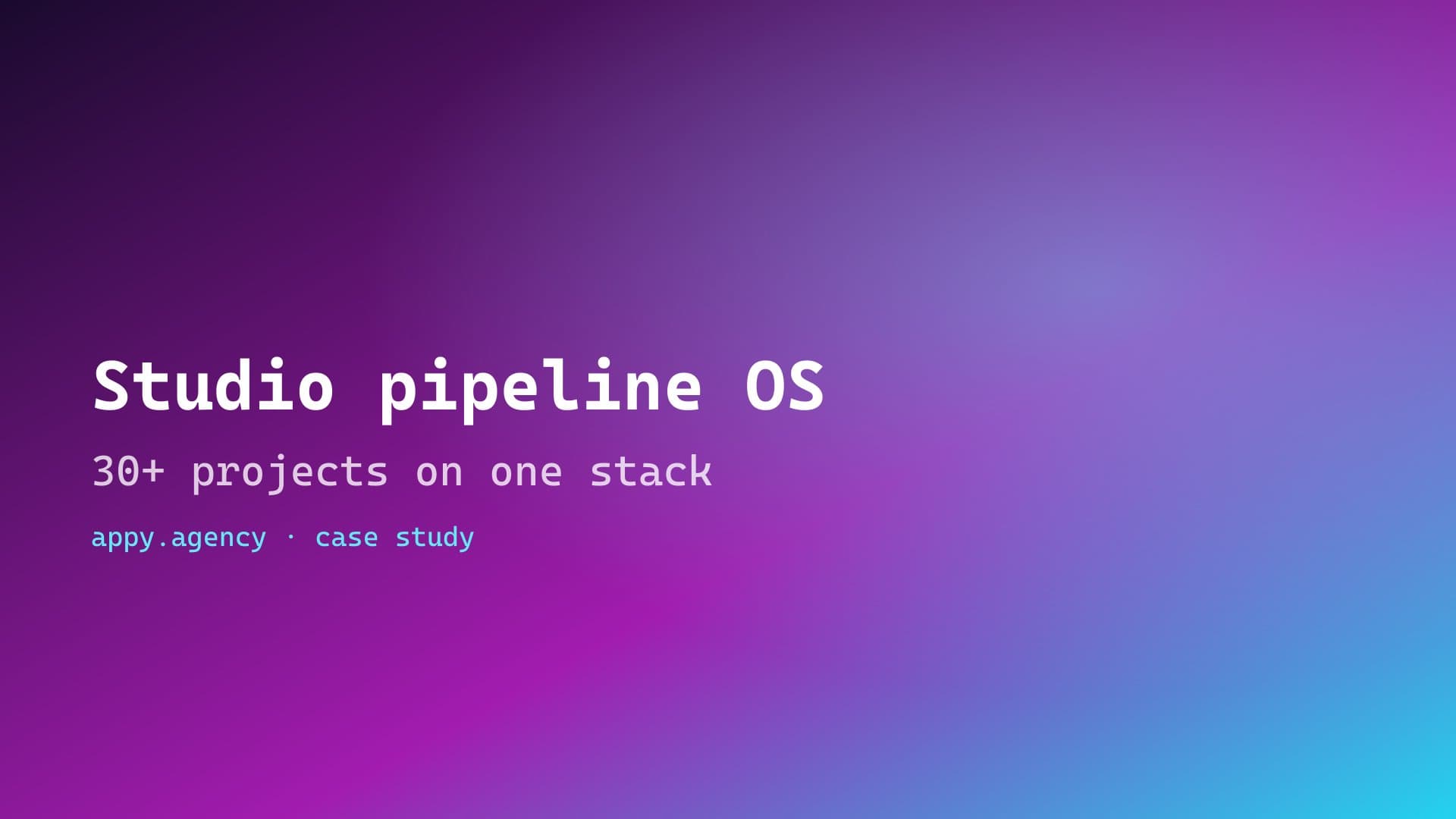 Creative animation studio case study hero — full project pipeline from brief to deliverable on one stack
